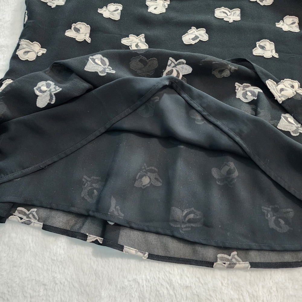 Loft‎ Floral Peplum Blouse Womens Medium Petite MP Black Sheer Layer Long Sleeve - Picture 14 of 15